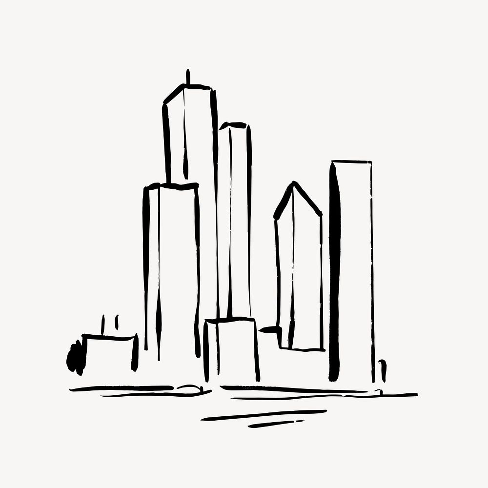 City scape clipart, drawing illustration vector