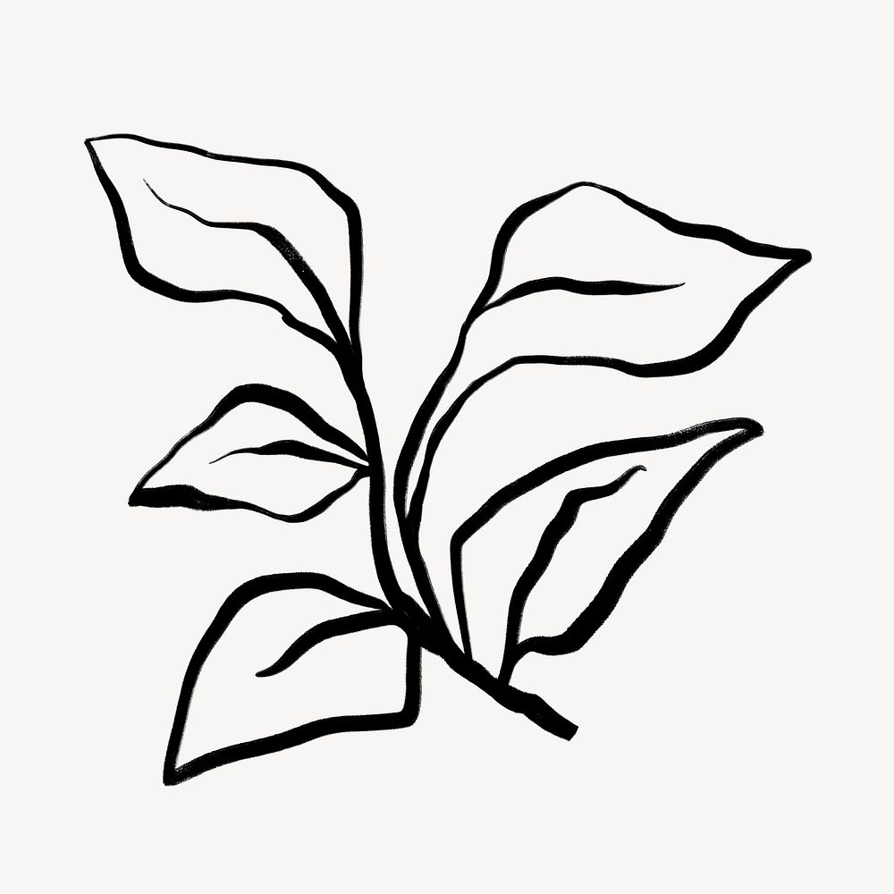 Leaf line art, Chinese brush illustration