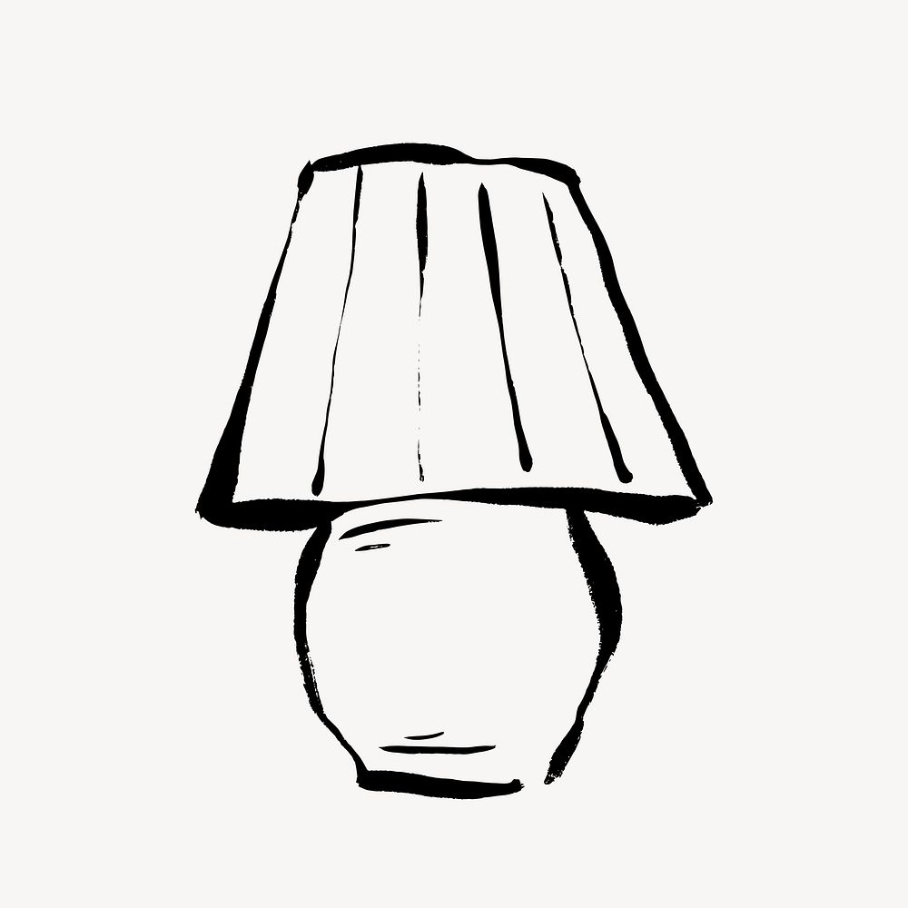 Bedside lamp collage element, aesthetic drawing illustration vector