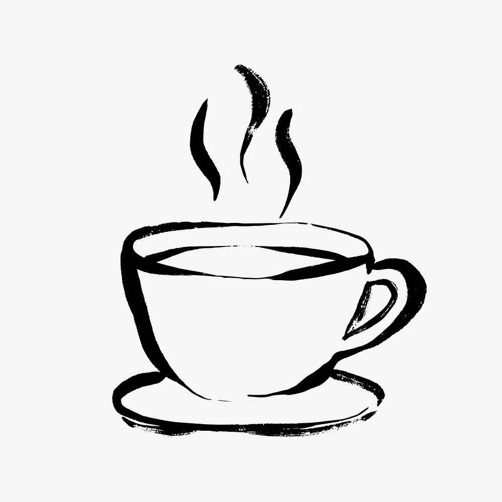 Hot coffee collage element, beverage doodle illustration vector
