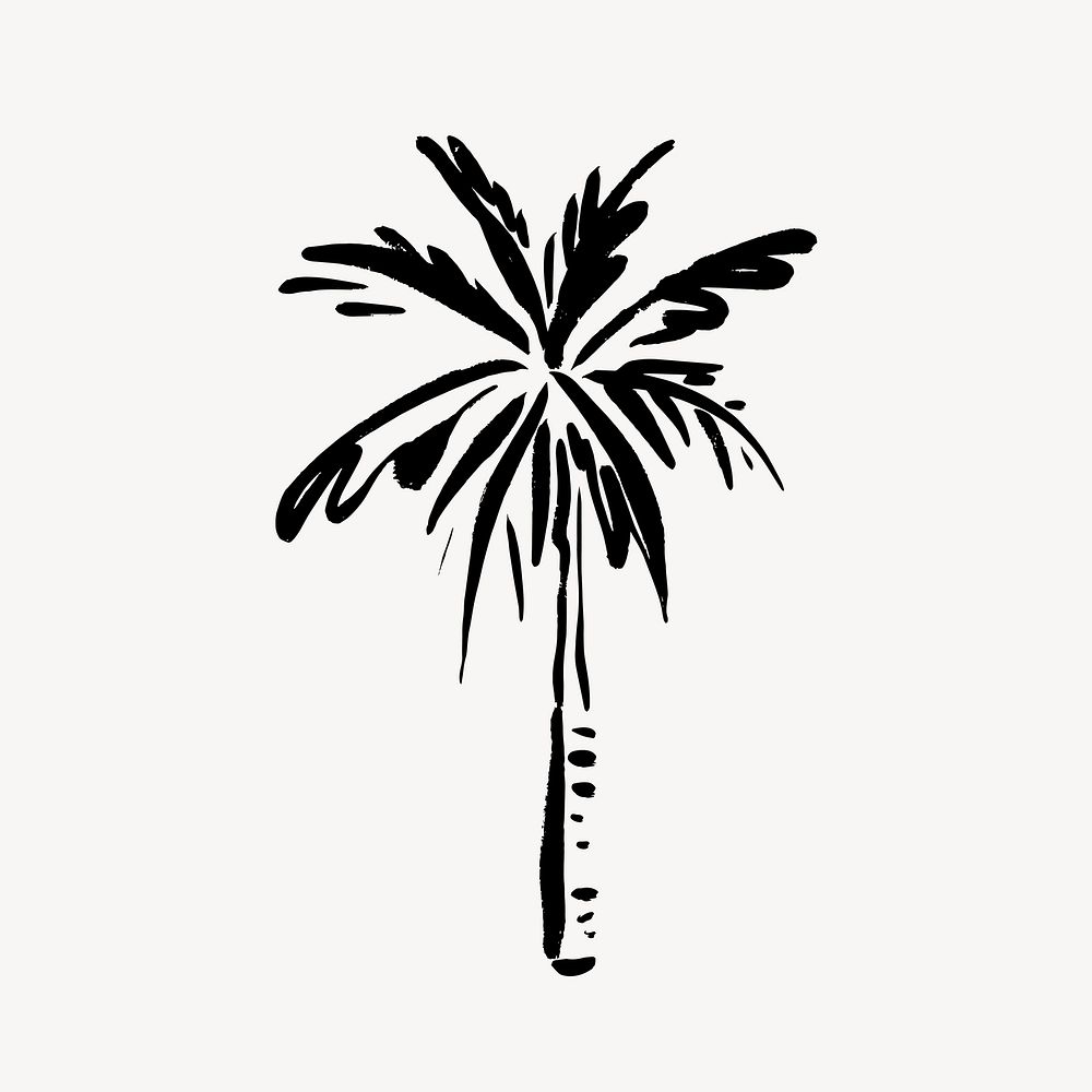 Palm tree collage element,  ink brush design  vector