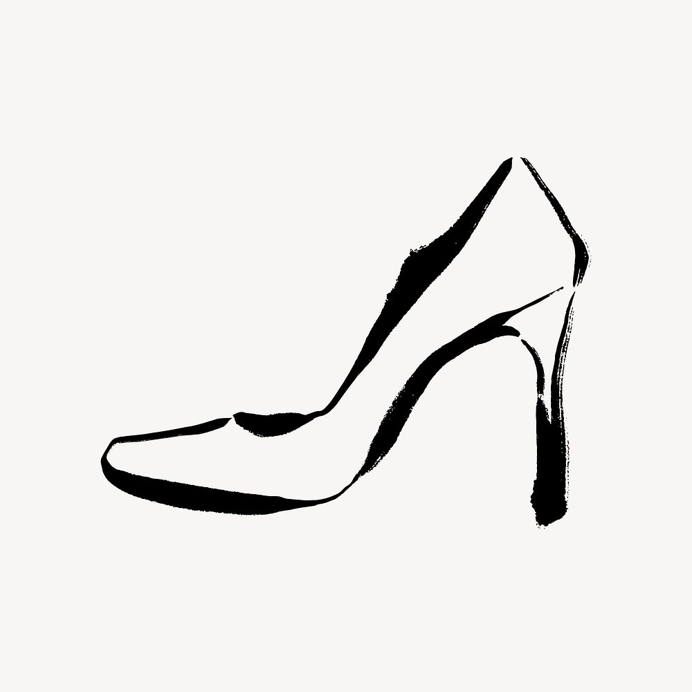 High heels collage element, drawing illustration vector