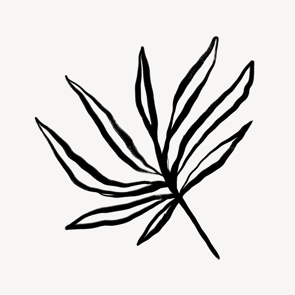 Leaf collage element,  line art design  psd