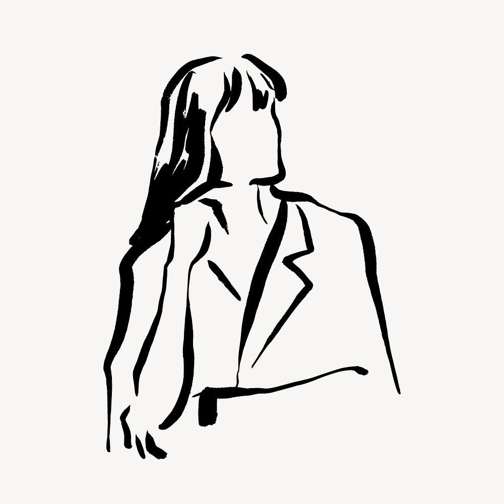 Businesswoman collage element, drawing illustration vector