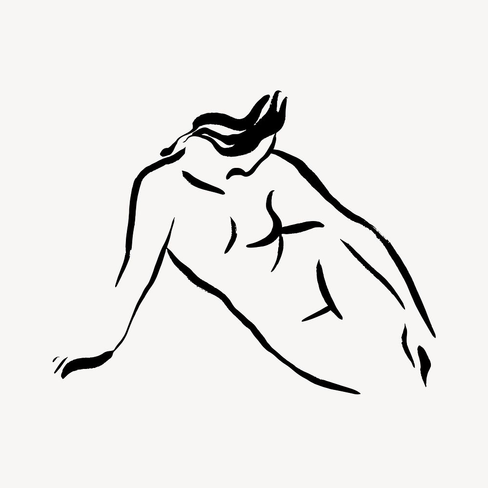 Female body collage element, drawing illustration vector