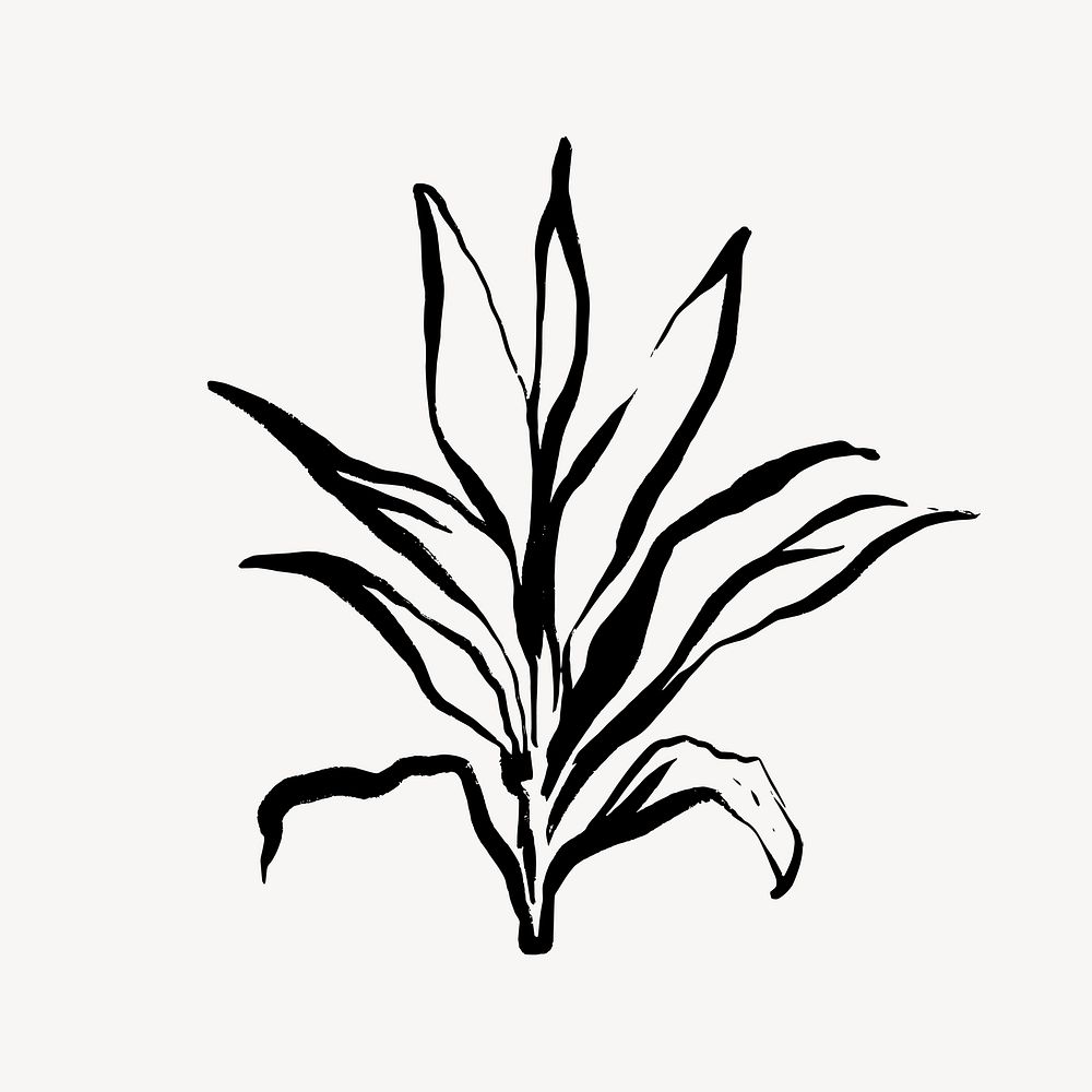 Leaf collage element,  ink brush design  vector