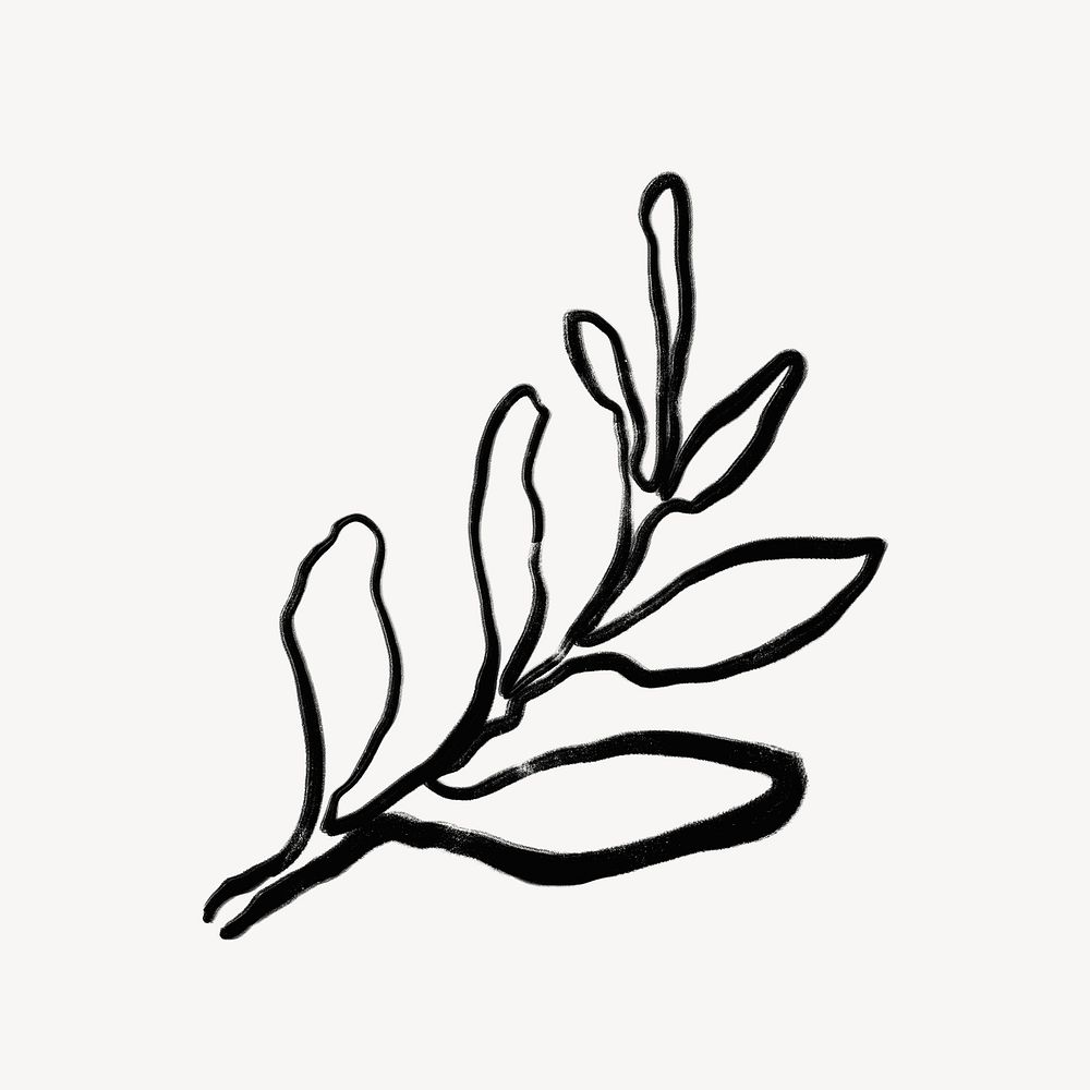 Leaf collage element,  line art design  psd