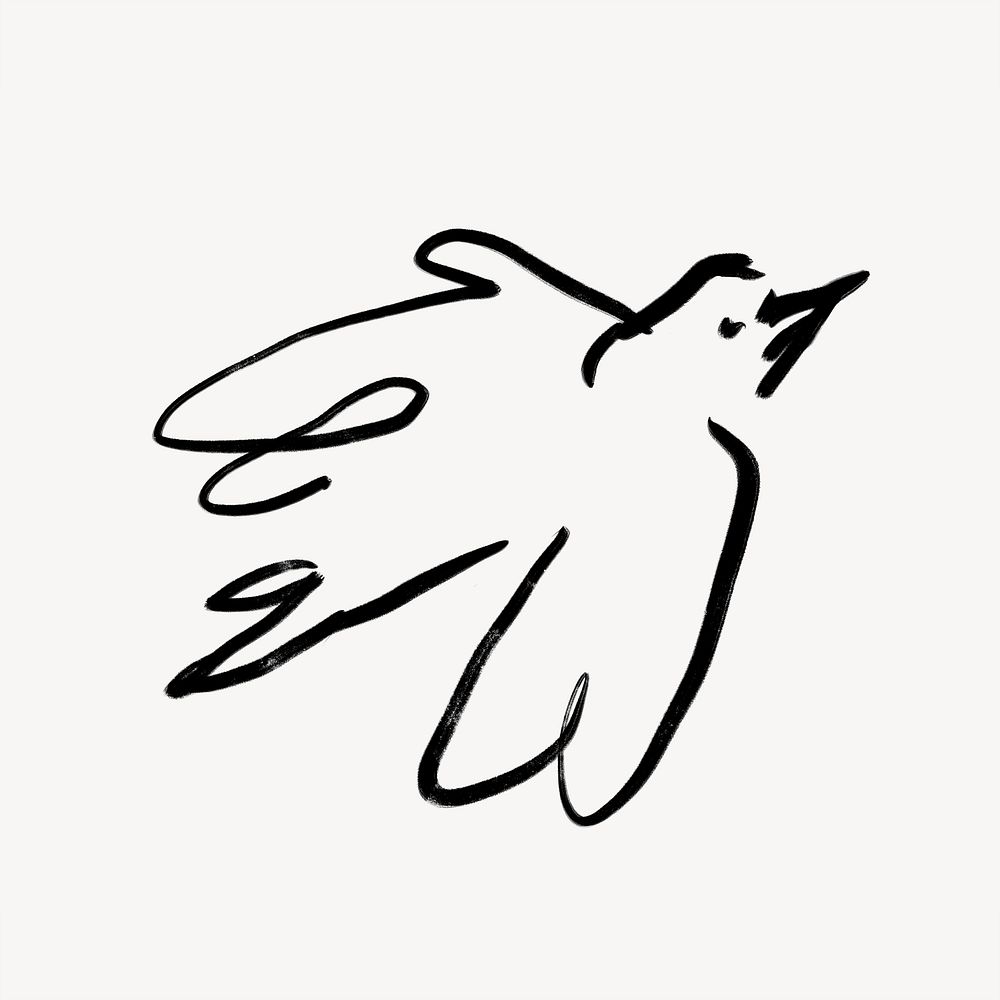 Bird  line art, animal ink brush design