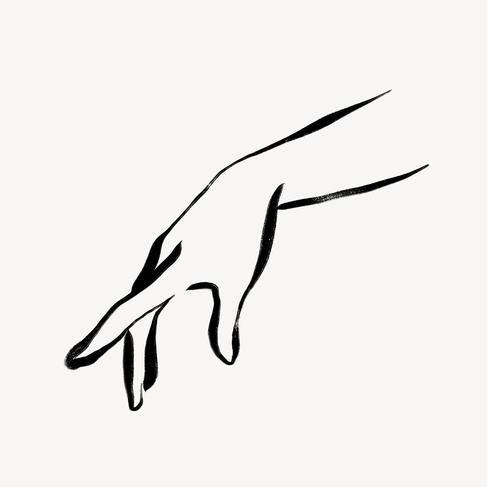 Female hand collage element, line art illustration psd