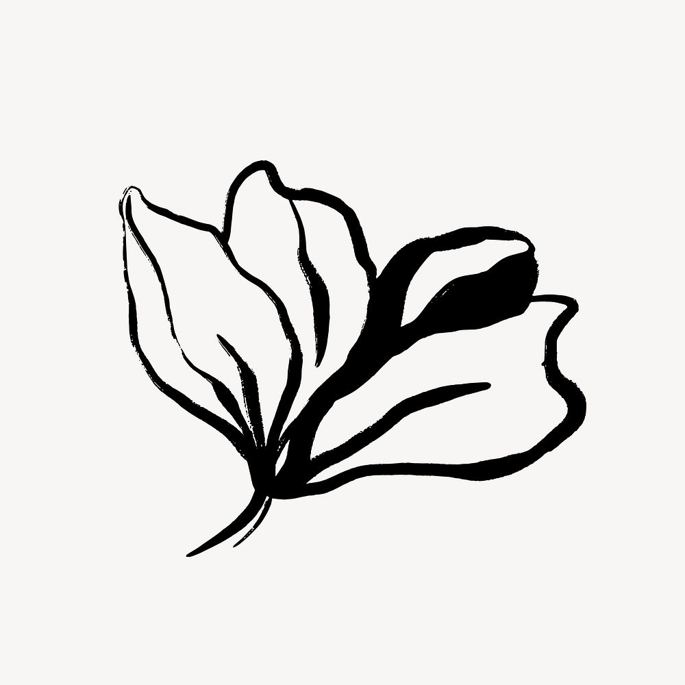 Leaf collage element,  ink brush design  vector