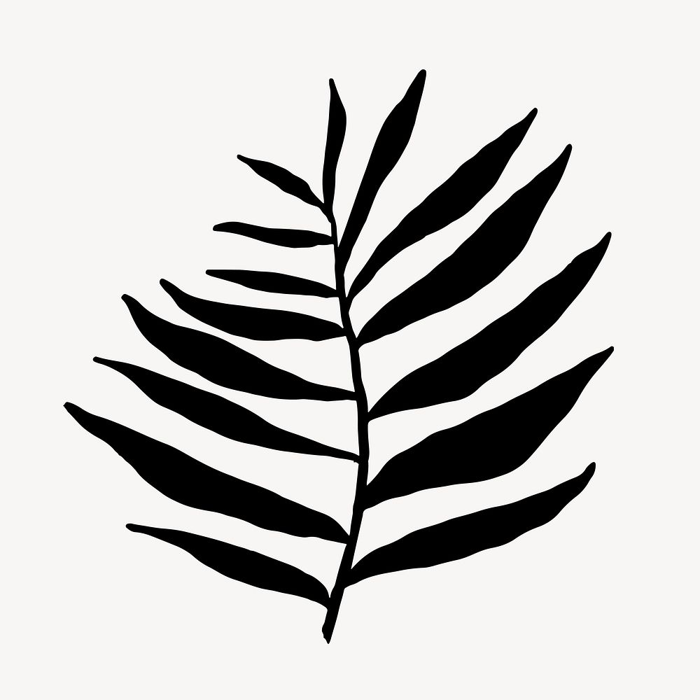 Black leaf collage element, silhouette design vector