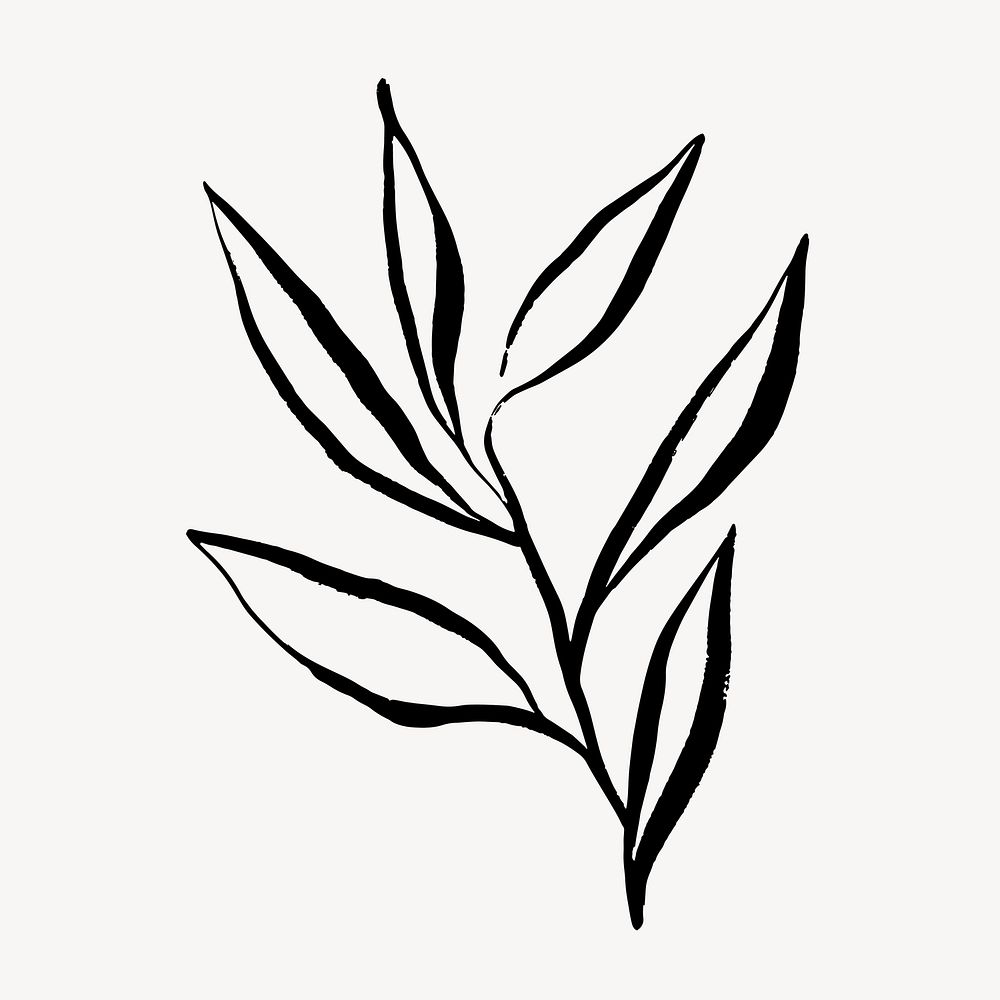 Leaf line art, Chinese brush design 
