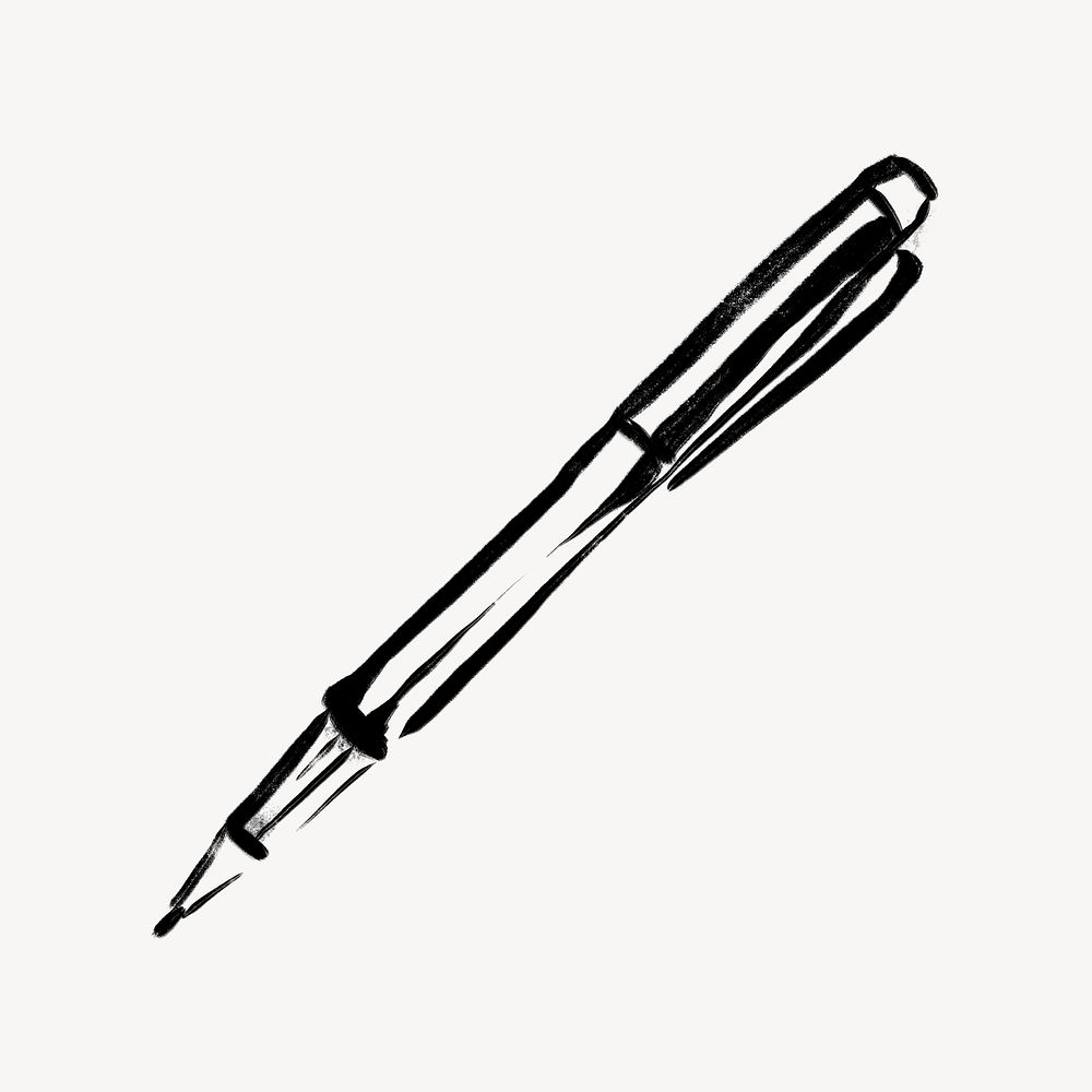 Pen doodle clipart, drawing illustration, black and white design