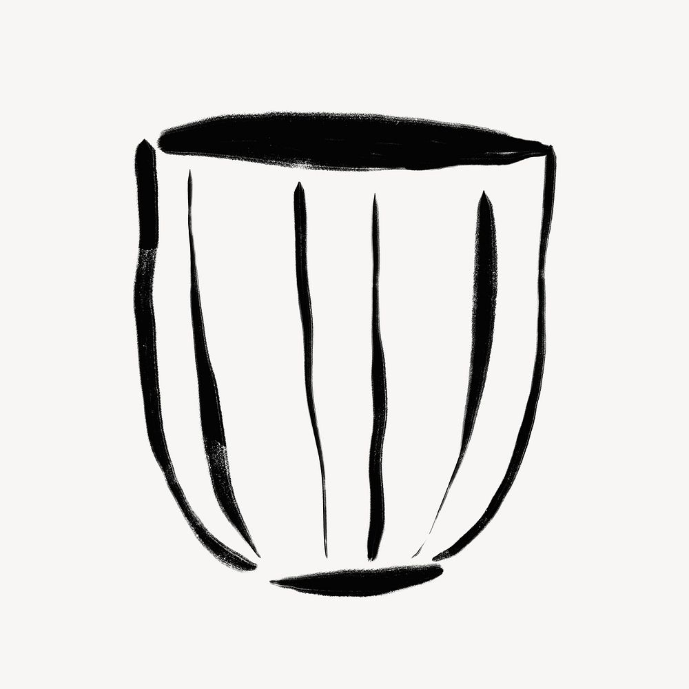 Cup doodle clipart, line art illustration psd