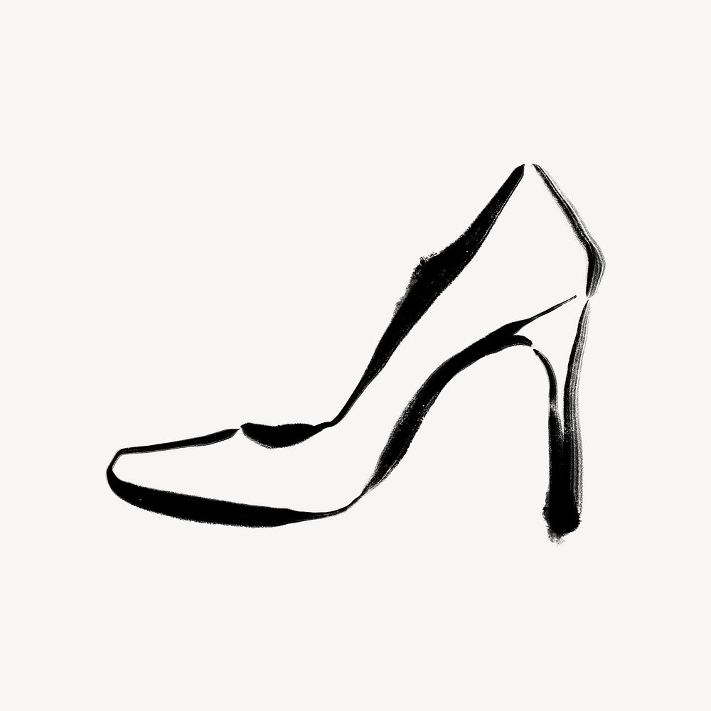 High heels collage element, line art illustration psd