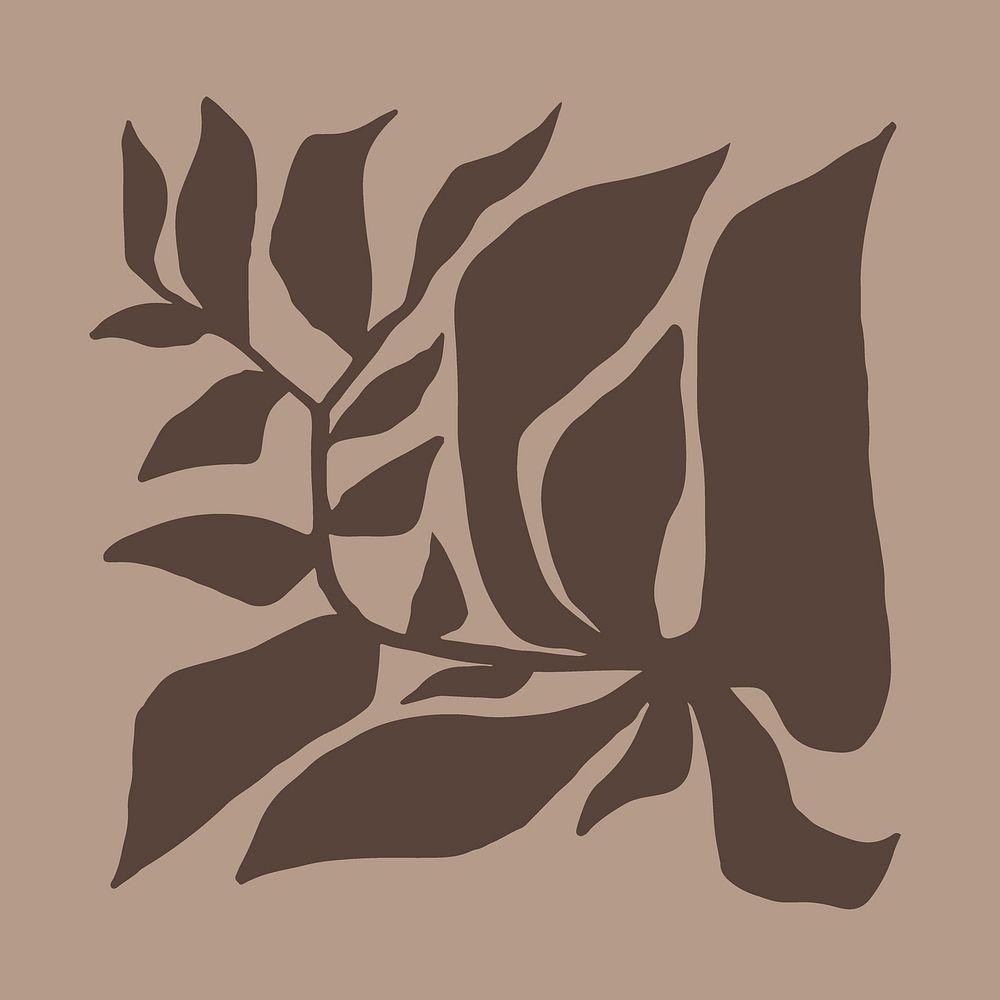 Leaf collage element, line art  illustration vector