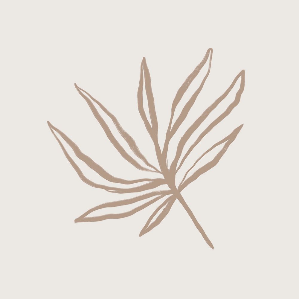 Leaf doodle collage element, botanical illustration psd