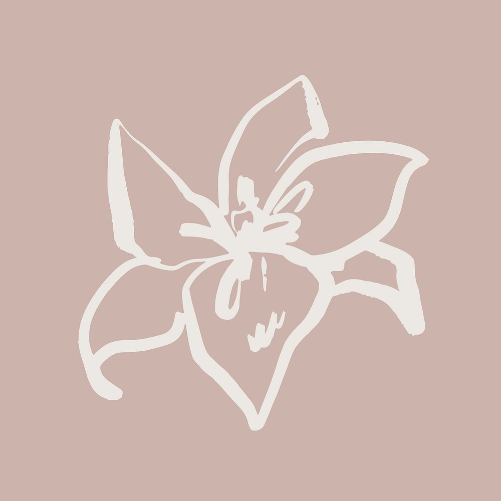 Beige lily line art, Chinese | Free Photo - rawpixel