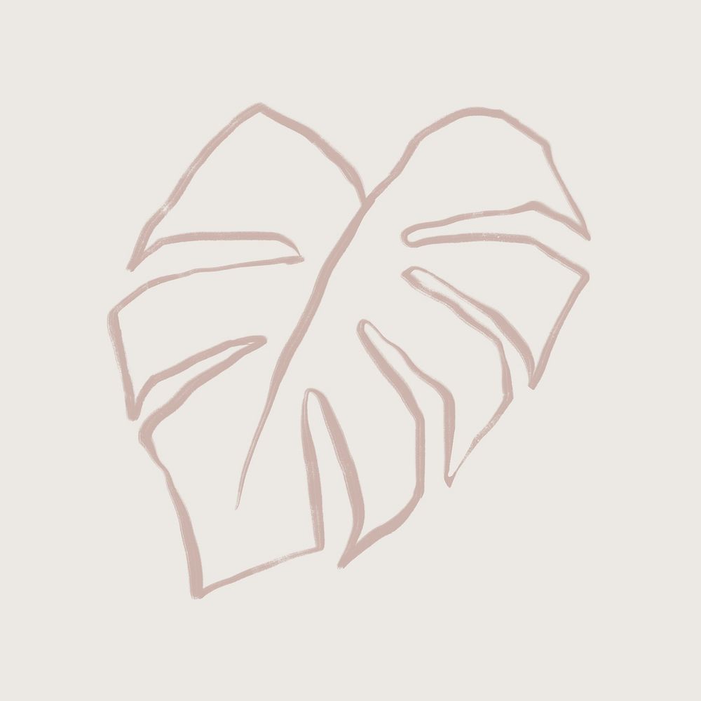 Aesthetic leaf doodle collage element, botanical illustration psd