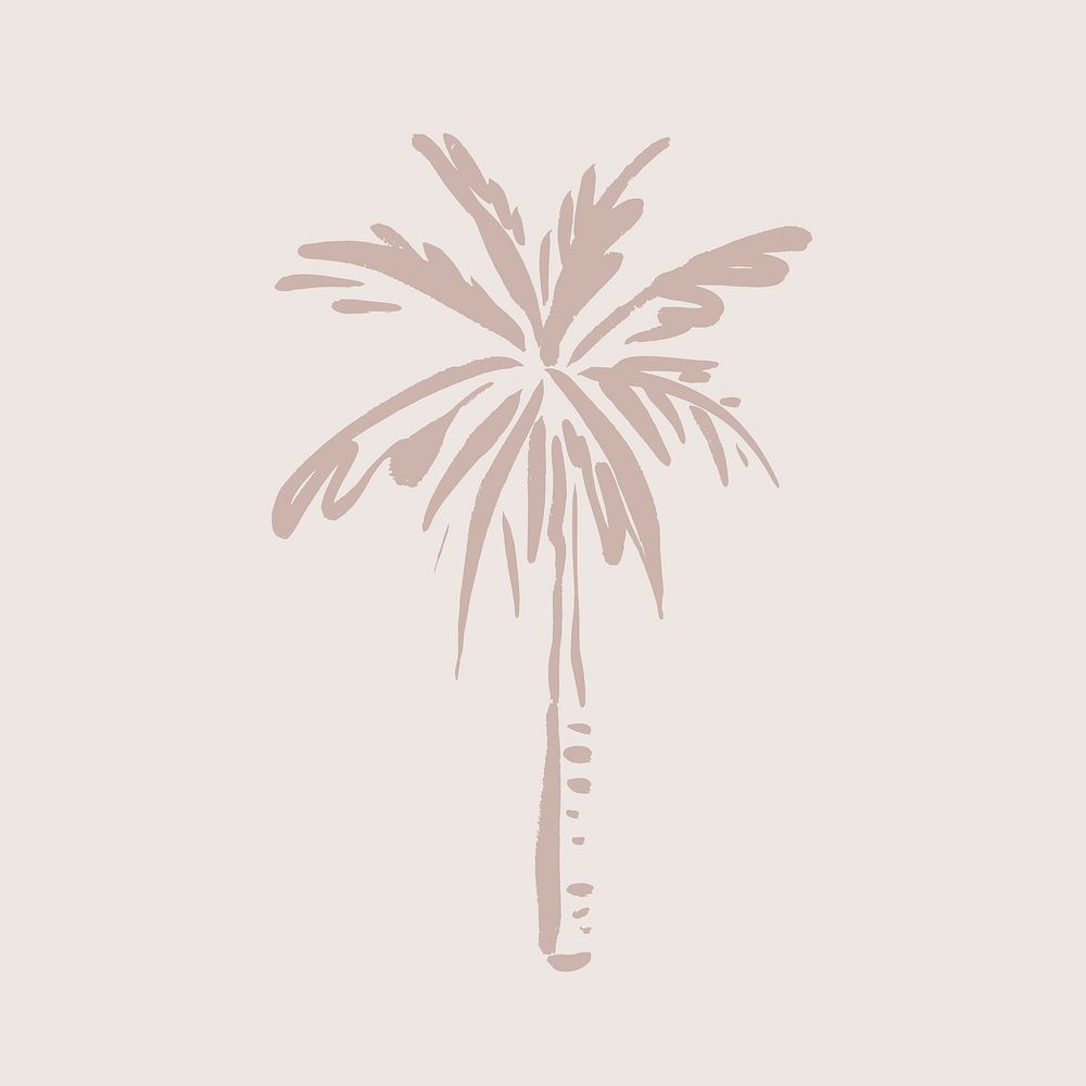 Palm tree collage element, line art  illustration vector