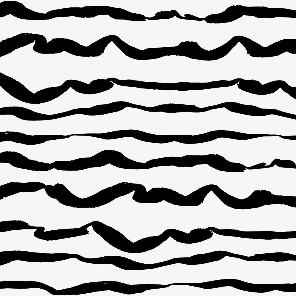 Lines doodle background, black and white design vector