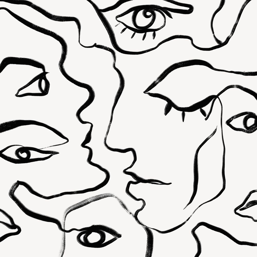 Abstract face background, black and white design