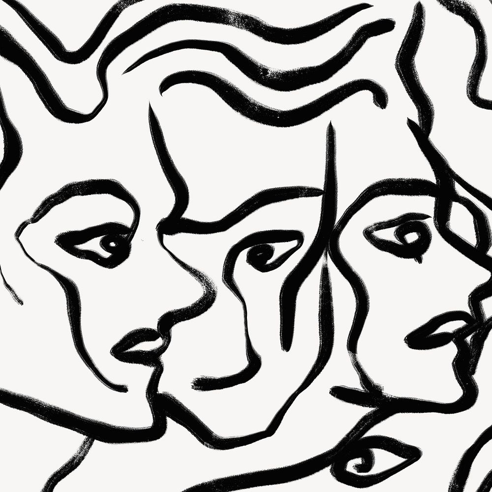 Abstract women face background, black and white design