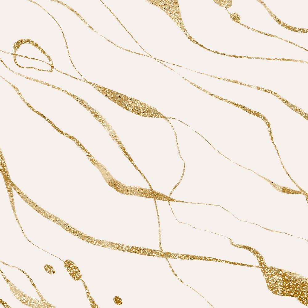 Abstract wavy background, gold glitter design vector