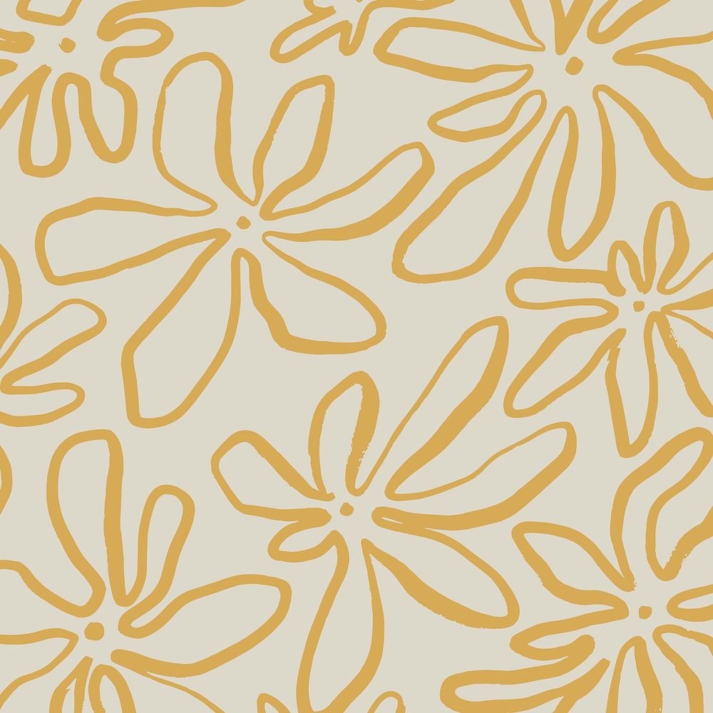 Yellow flower pattern background, floral design vector