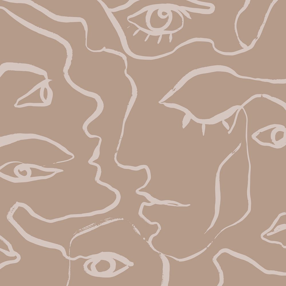 Abstract face background, beige aesthetic design