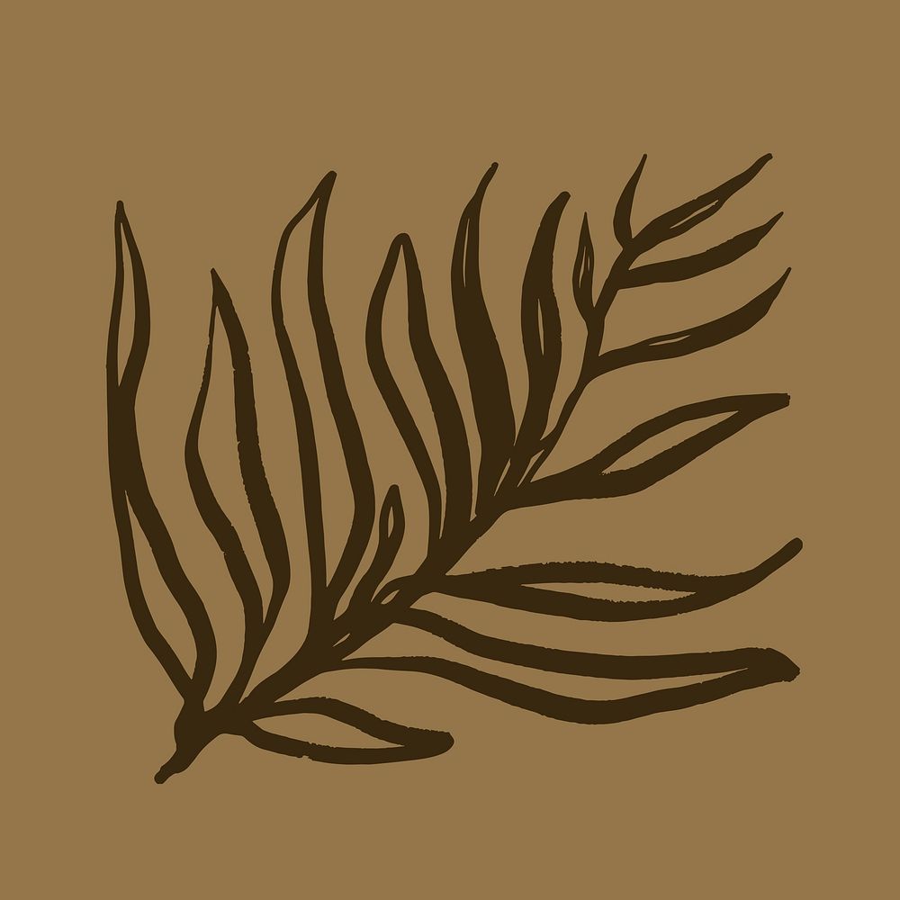 Leaf collage element, line art  illustration vector