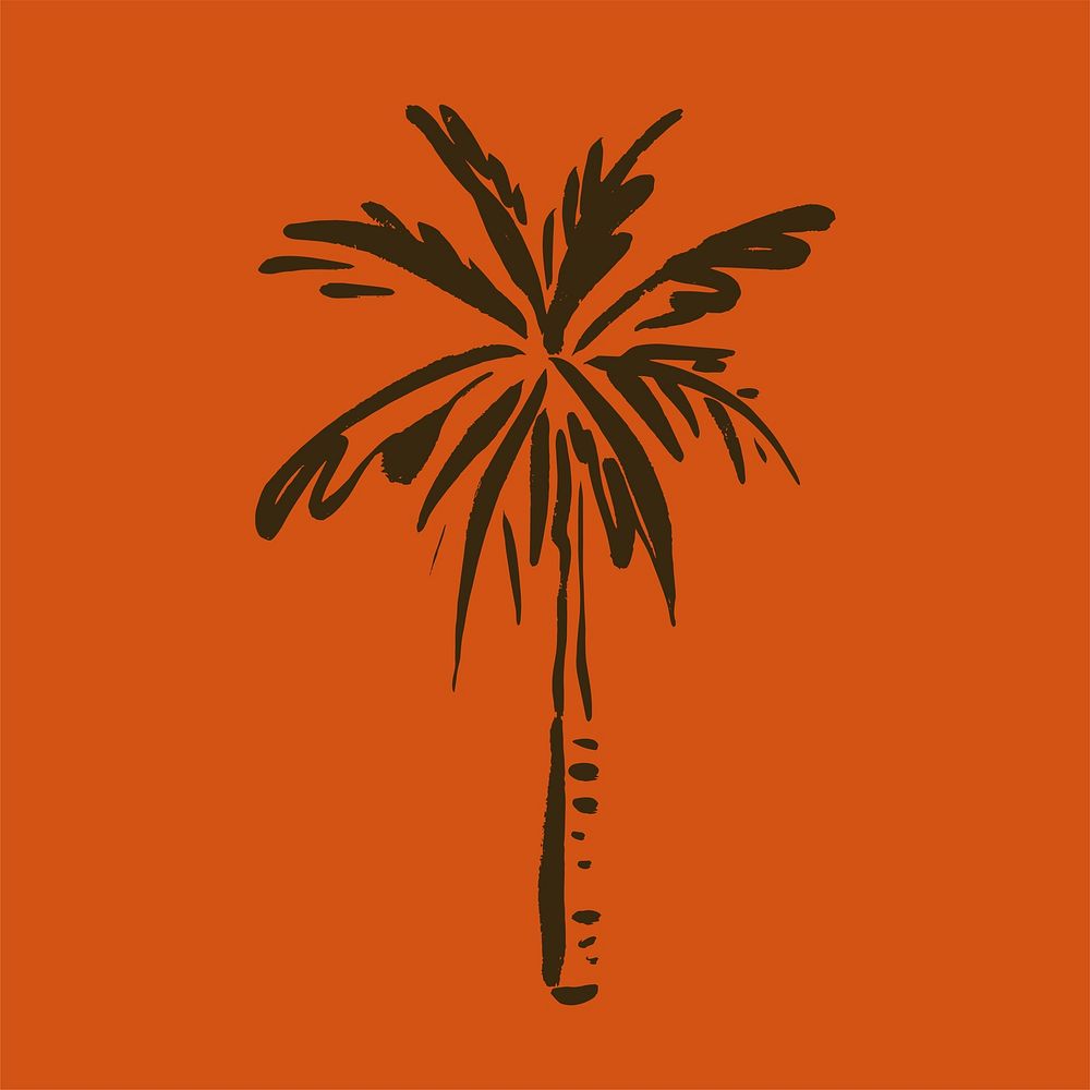 Palm tree collage element, line art  illustration vector