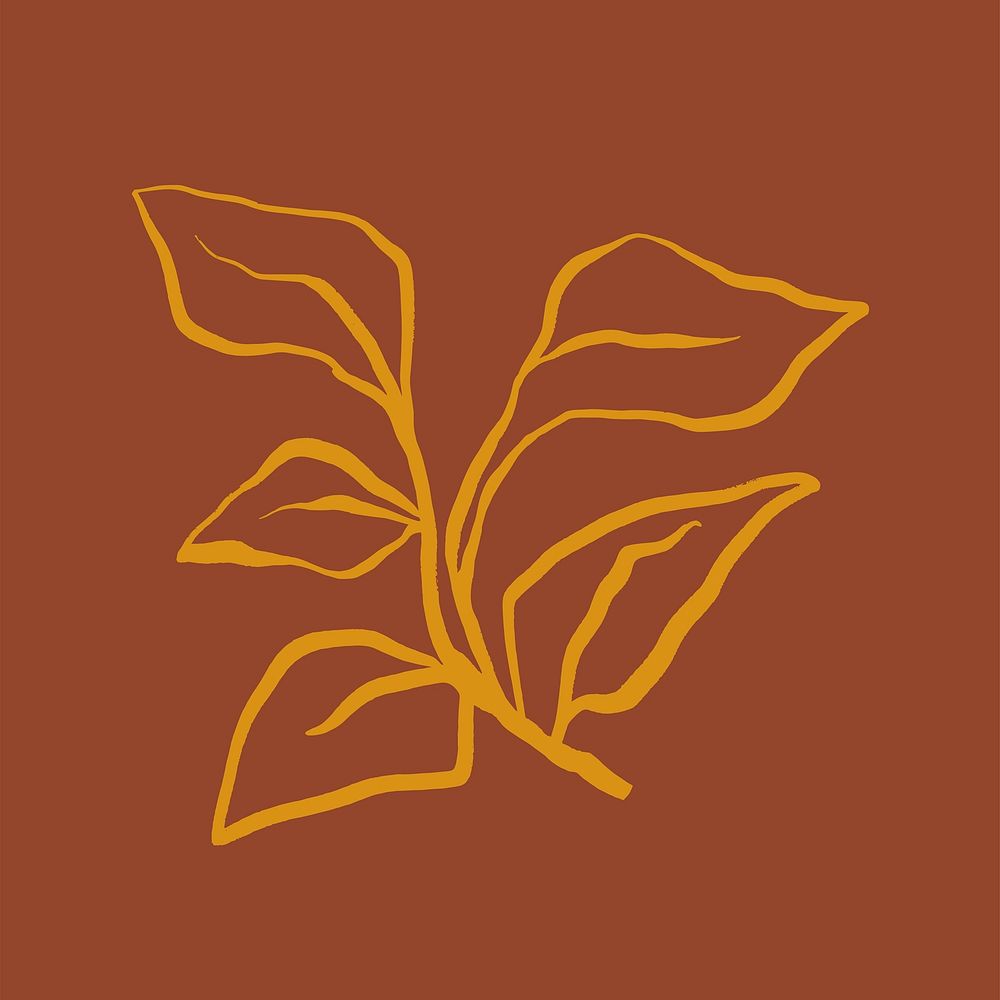 Leaf collage element, line art  illustration vector