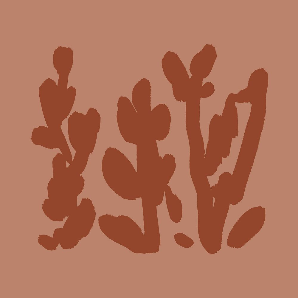 Abstract leaf doodle collage element, botanical illustration psd