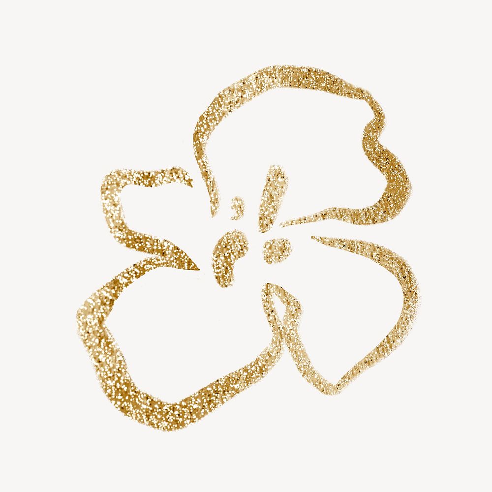Gold flower, aesthetic glittery design