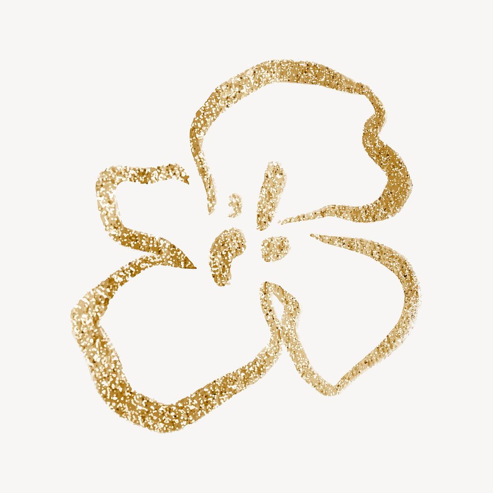Gold flower collage element, glittery design  vector