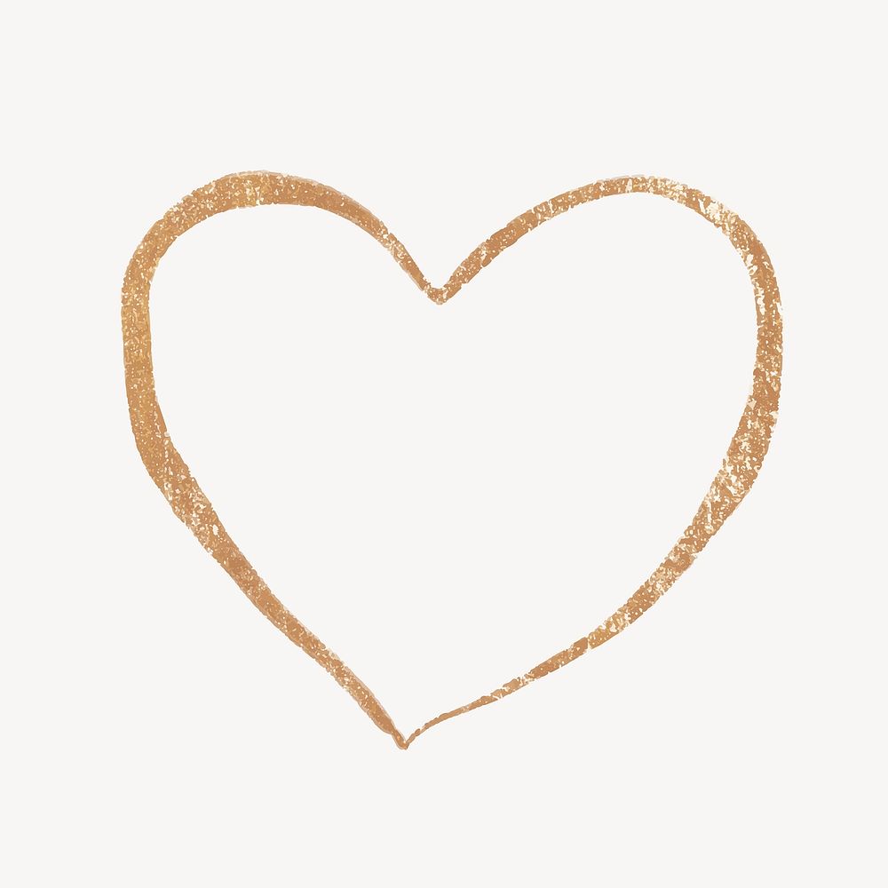 Golden heart clipart, drawing illustration vector