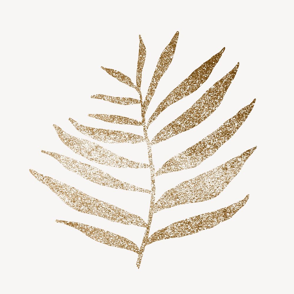 Gold aesthetic leaf collage element, botanical design  psd