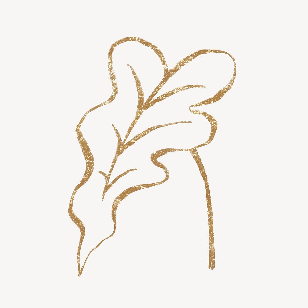 Gold leaf collage element, aesthetic botanical vector