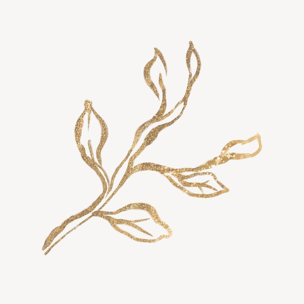 Gold leaf, botanical glittery design 