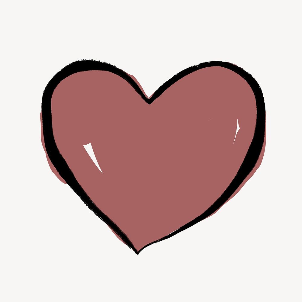 Pink heart clipart, drawing illustration vector