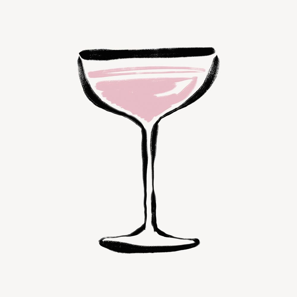 Champagne coupe, drink doodle illustration