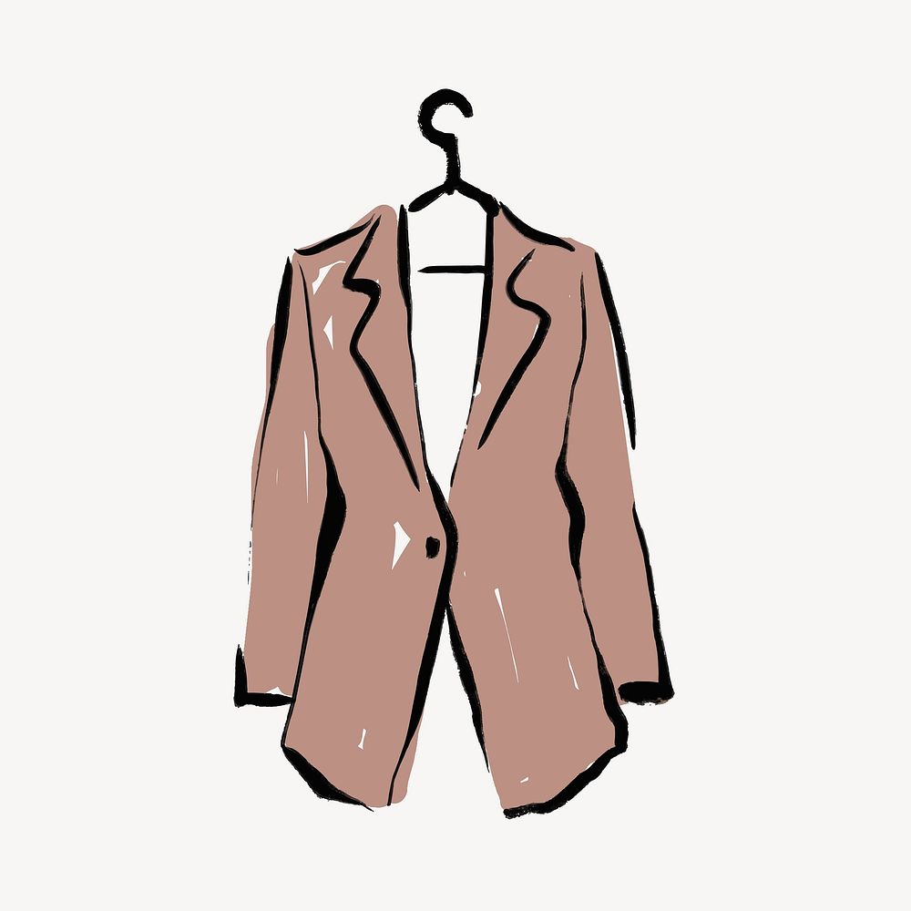 Women's blazer collage element, drawing illustration vector