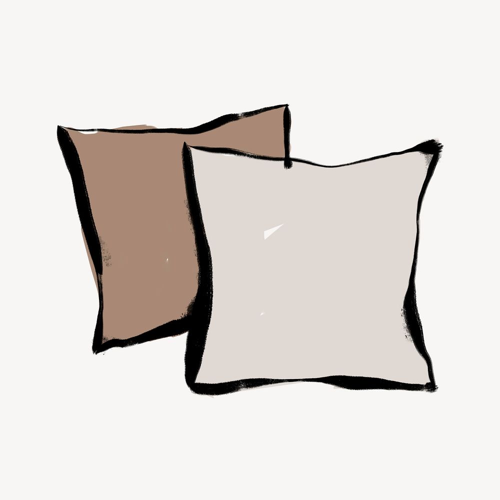 Pillow cushion collage element, line art illustration psd