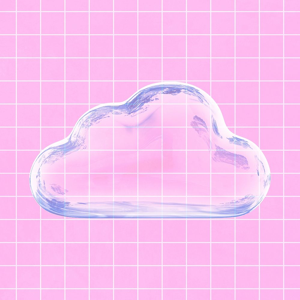 Glossy cloud collage element, 3D rendering psd