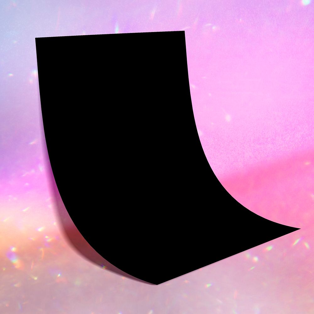 Black curved paper on colorful wall floor