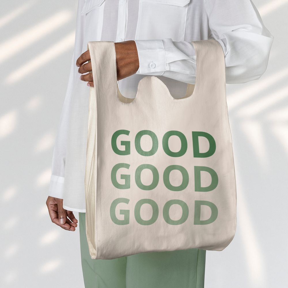 Grocery bag mockup, eco-friendly design psd