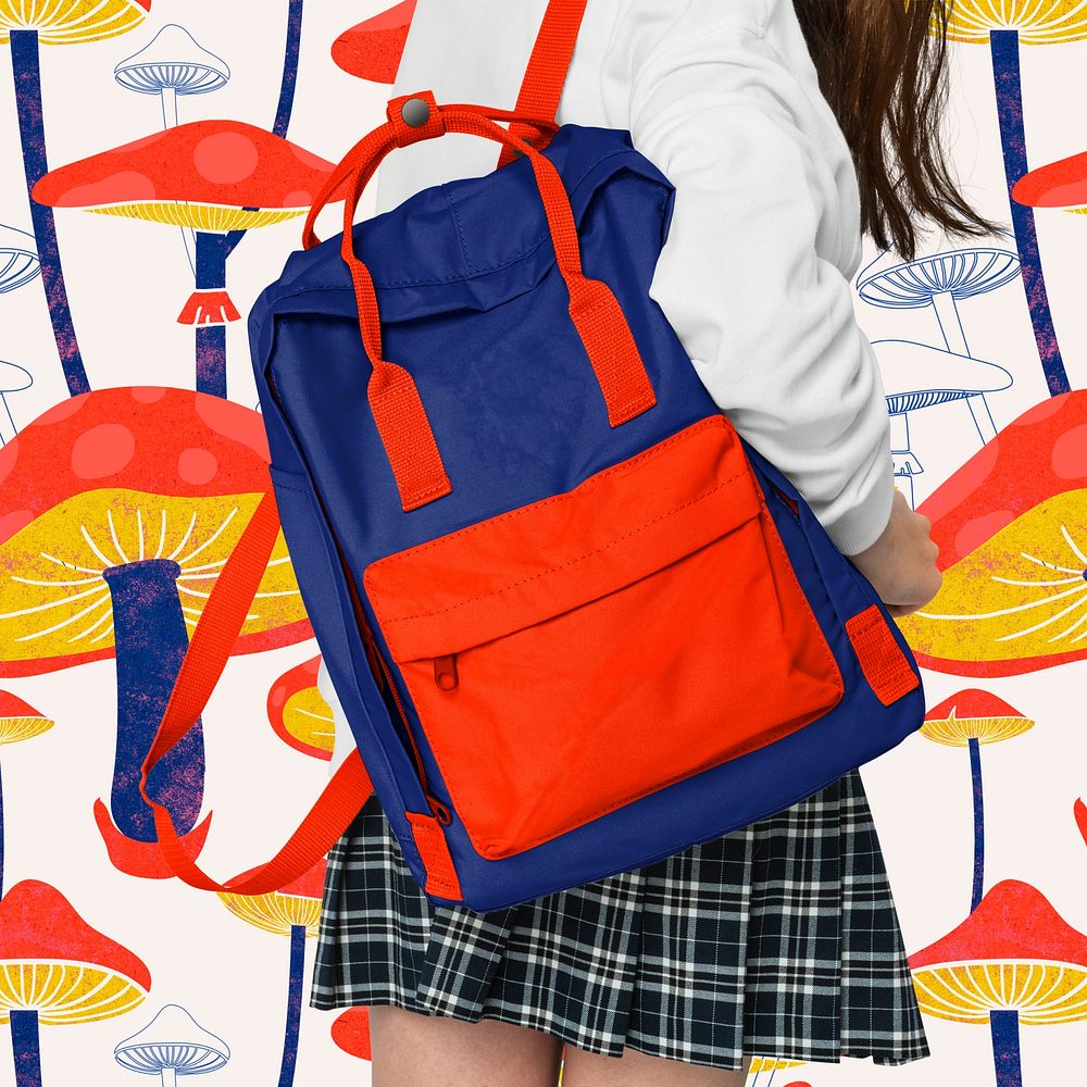 Backpack mockup, back to school fashion editable design psd