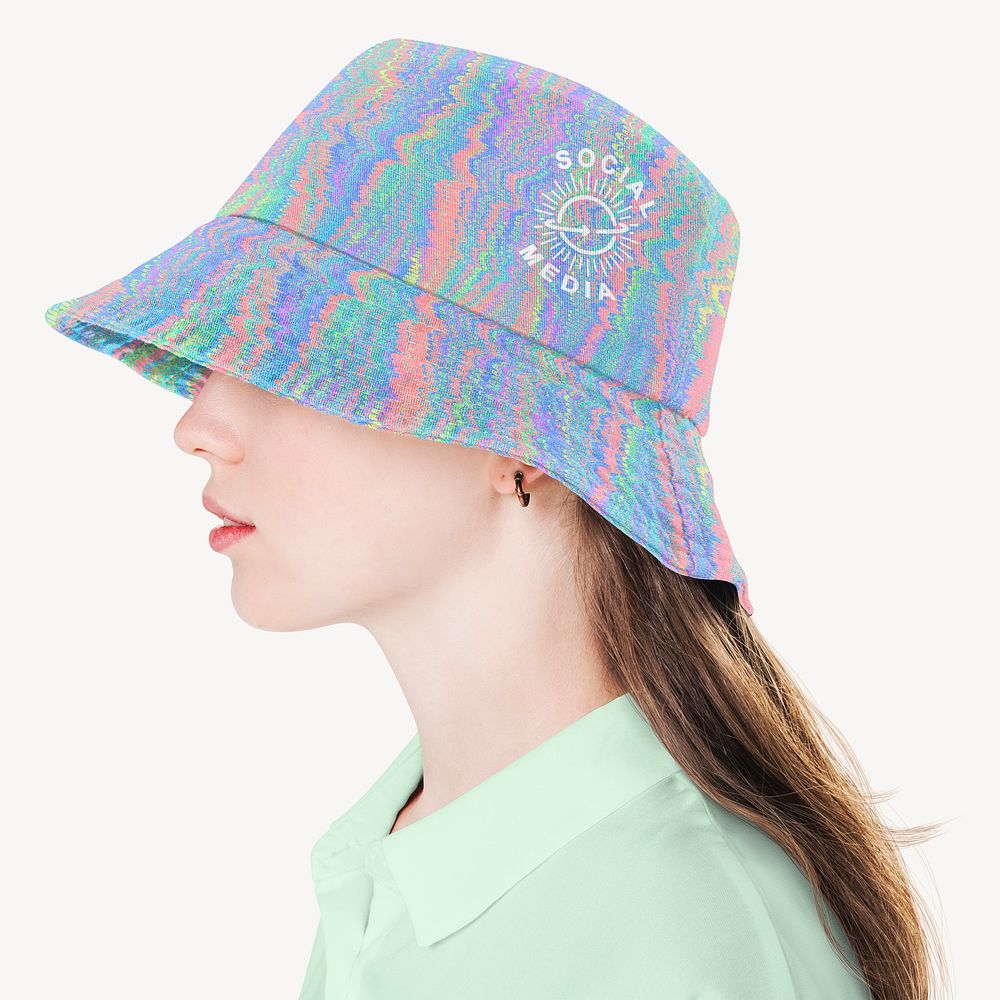 Colorful bucket hat, holographic design