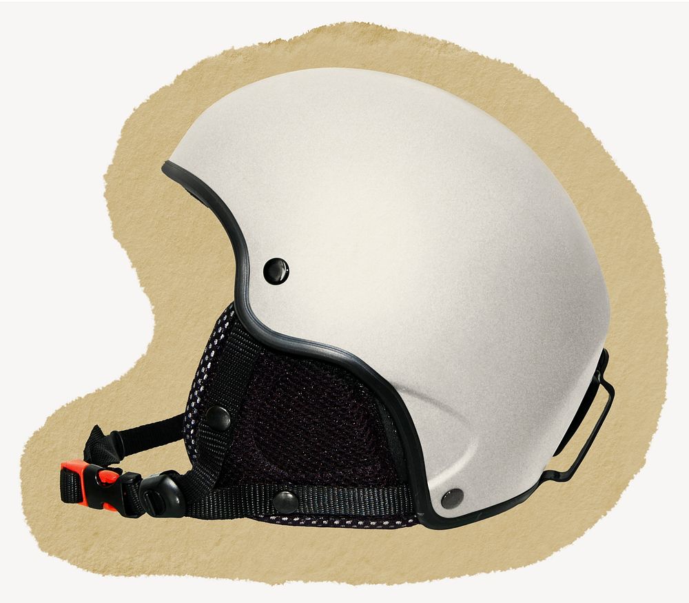 White helmet collage element, torn paper design 